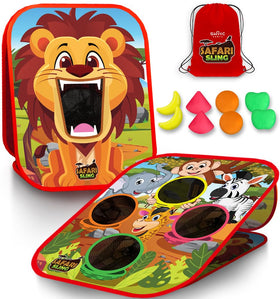 Swooc Safari Sling board set up quickly for backyard play.
