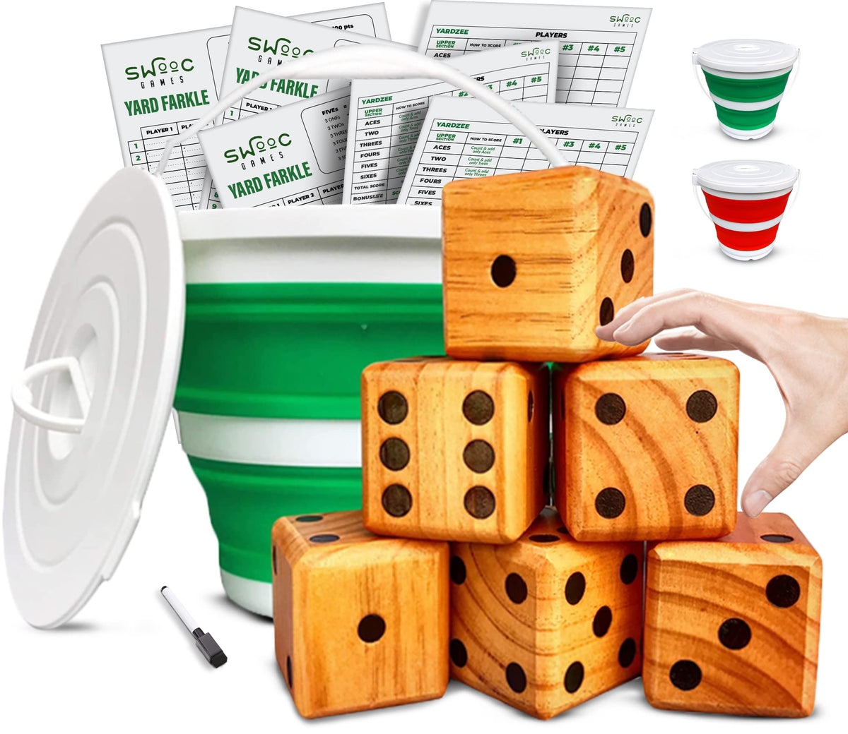 SWOOC Yardzee 2.5-inch dice ready for portable outdoor play