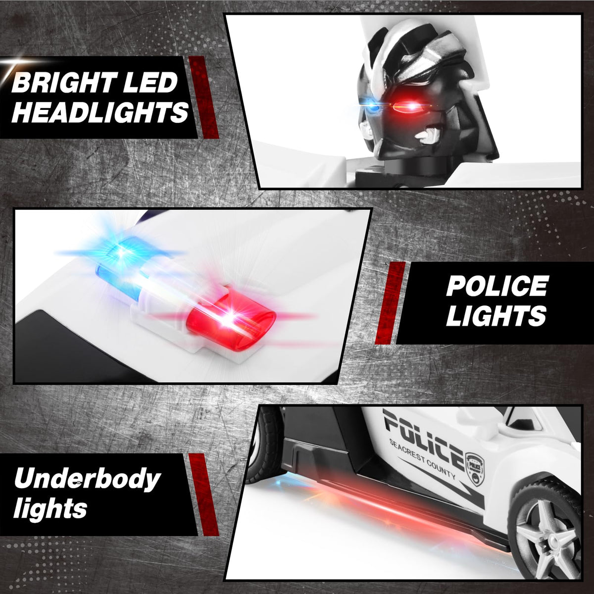 SwordRain police car 360-degree spin showcases exciting stunts.