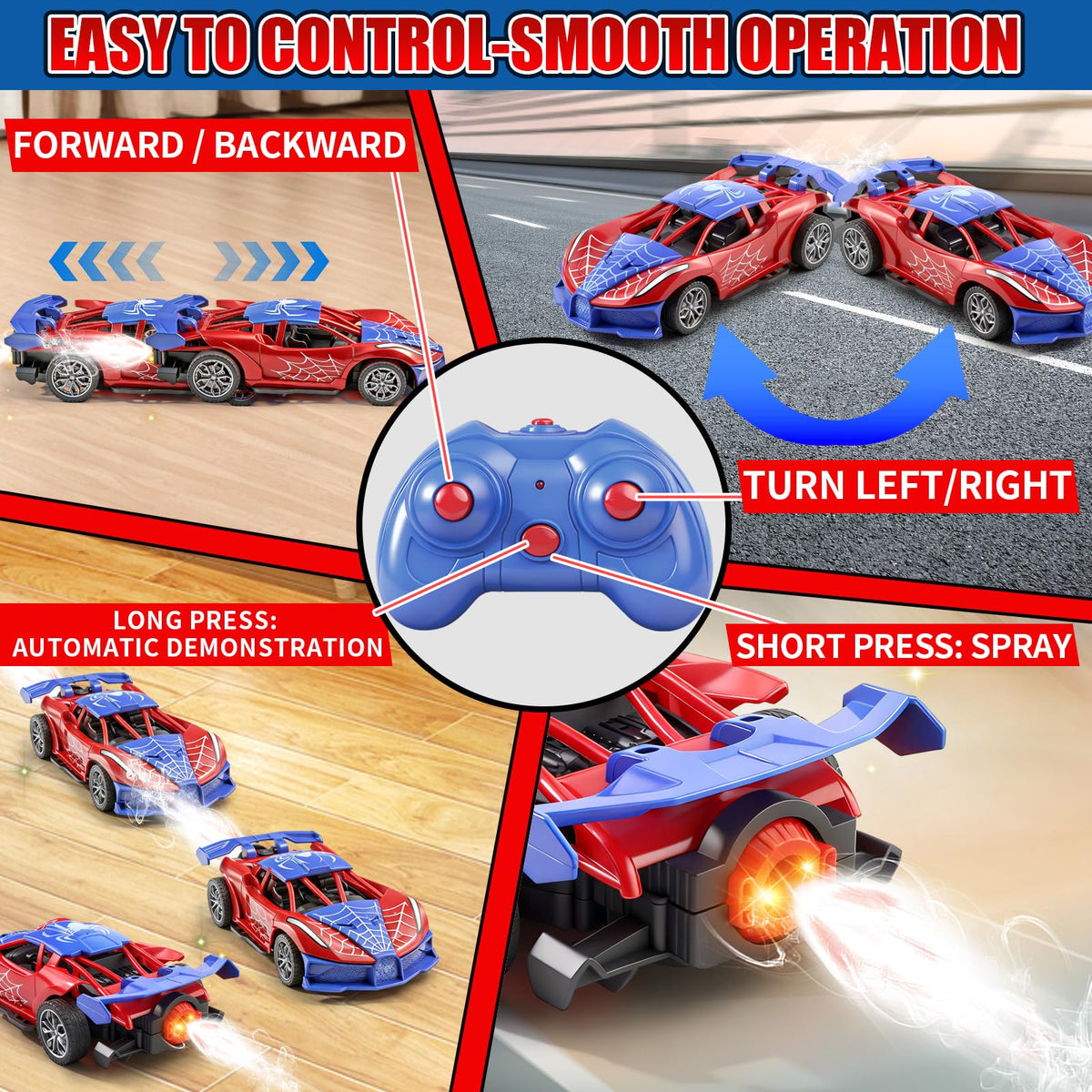 SwordRain spider RC car uses USB rechargeable battery for longer play