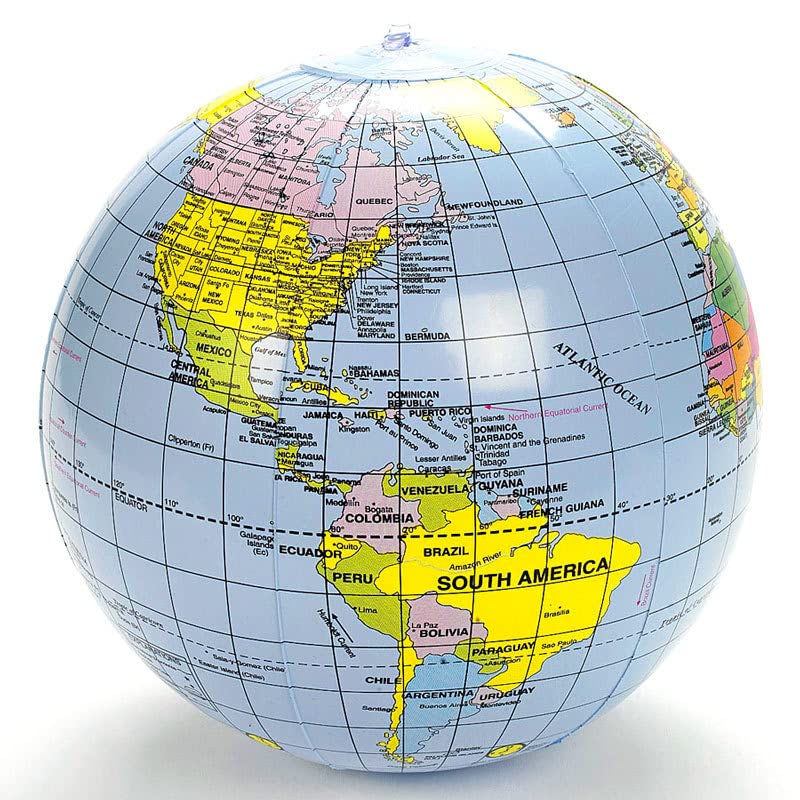 SWR blue map-printed globe 36in airy design for geographic play