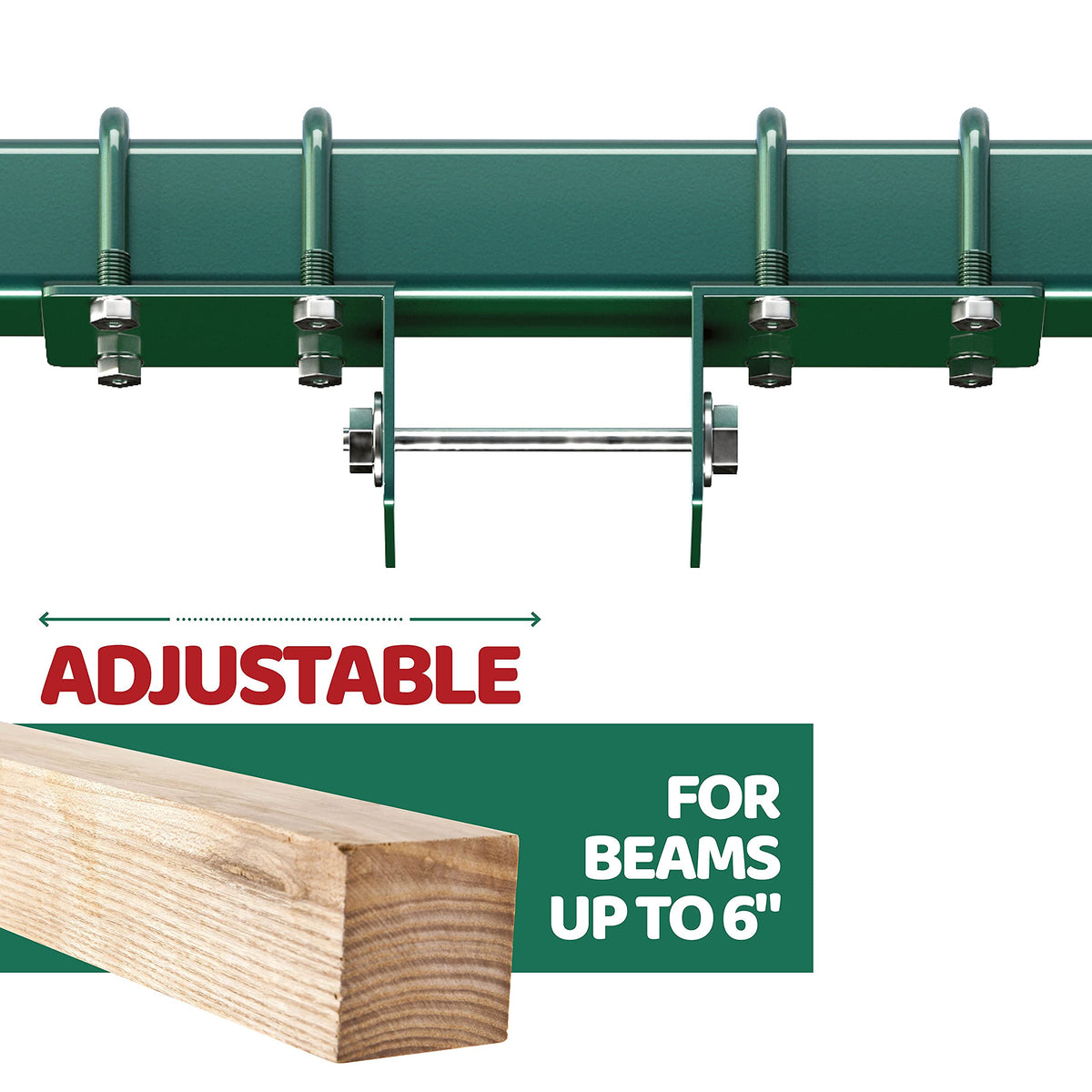 Swurfer pre-drilled holes fit beams up to 4x6 for easy setup.