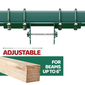 Swurfer pre-drilled holes fit beams up to 4x6 for easy setup.
