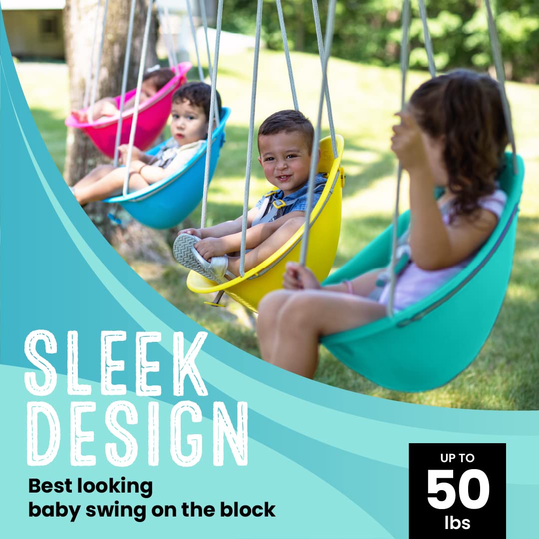 Swurfer Coconut teal 3-point safety harness holds growing toddlers safely