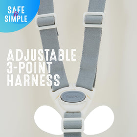 Swurfer Coconut harness close-up shows soft 3-point straps for gentle support