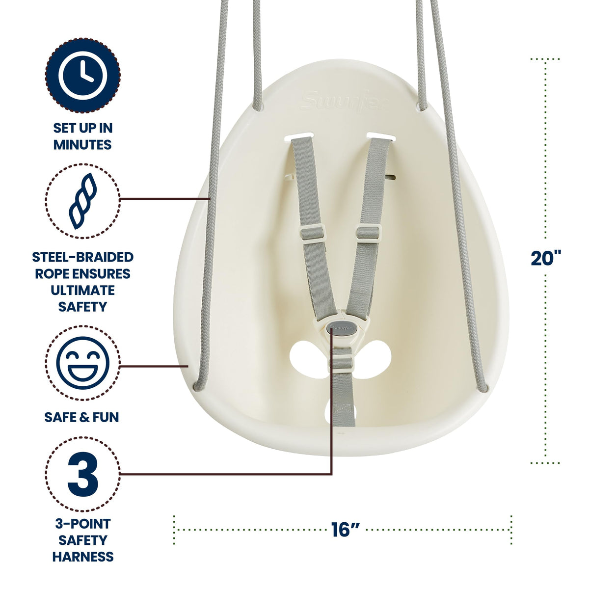 Swurfer Coconut display highlighting up to 50 lb capacity