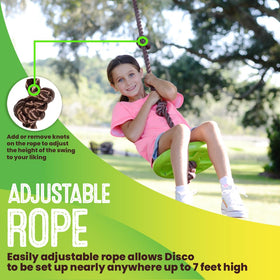 Swurfer Disco Tree Swing adjustable height rope set to 7 ft