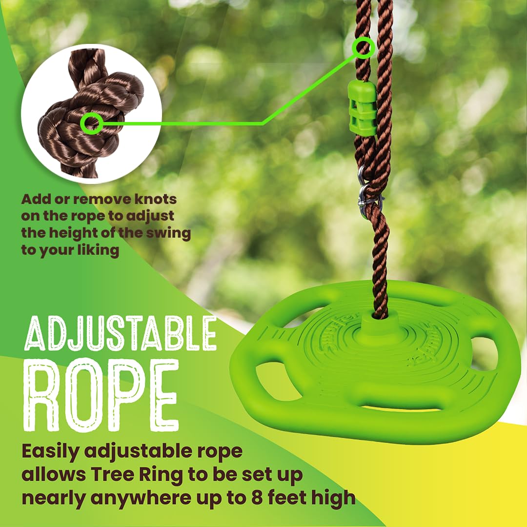 Swurfer Disco Tree Swing adjustable rope demonstrating height up to eight feet