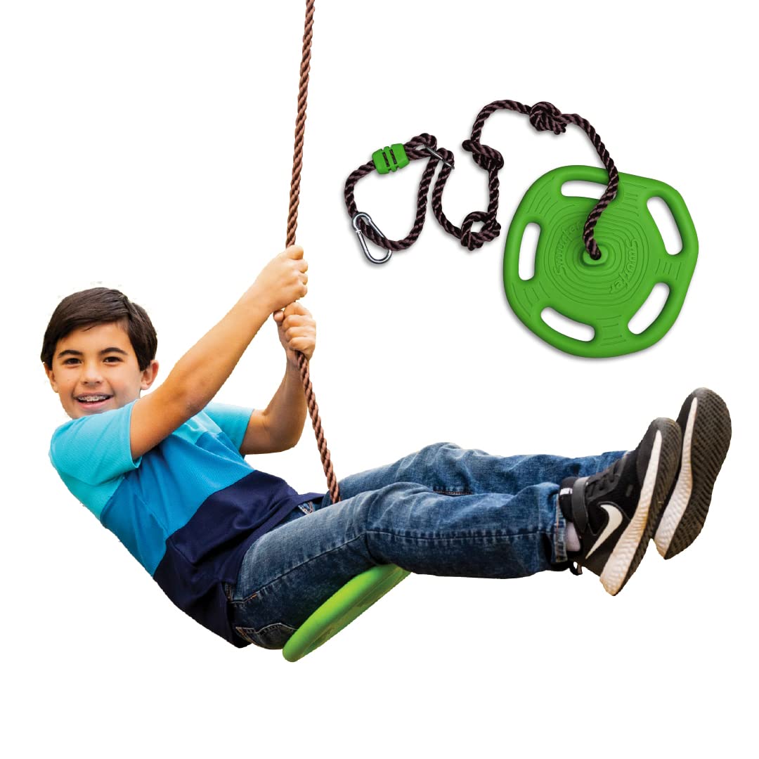 Swurfer Disco Tree Swing front view showing ready-to-install backyard fun for kids