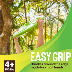 Swurfer Disco Tree Swing side view highlighting sturdy handles for adventure