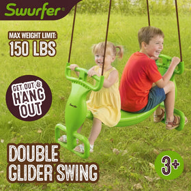 Swurfer Glider Swing back-to-back design promotes teamwork and active play