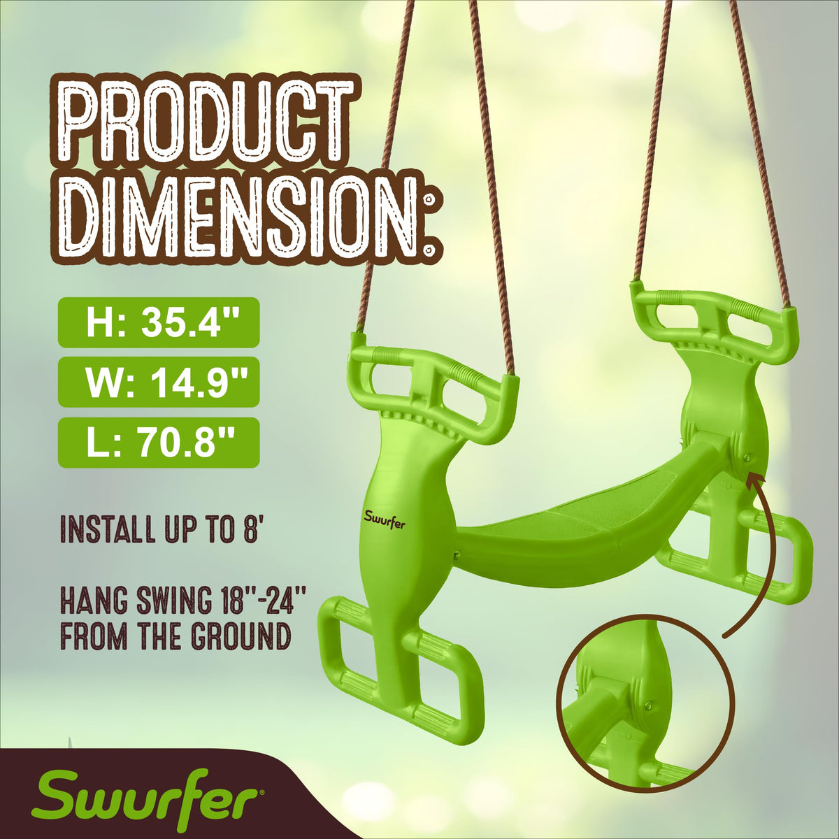 Swurfer Glider Swing durable construction withstands outdoor weather
