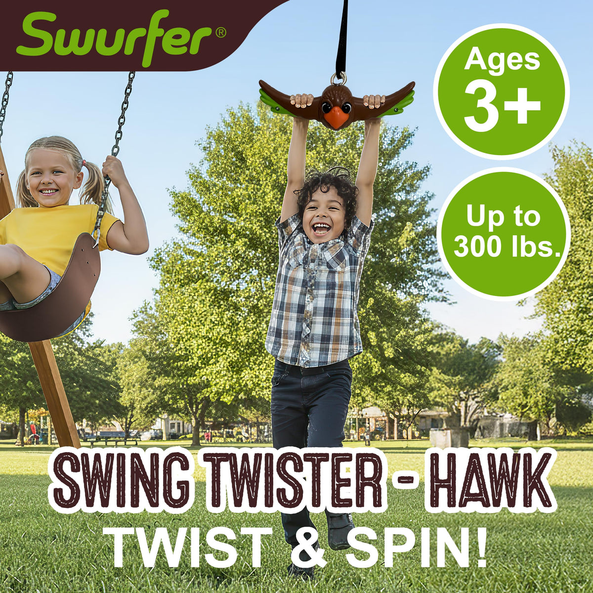 Swurfer Ninja Twister Hawk design adds visual fun and imaginative play.