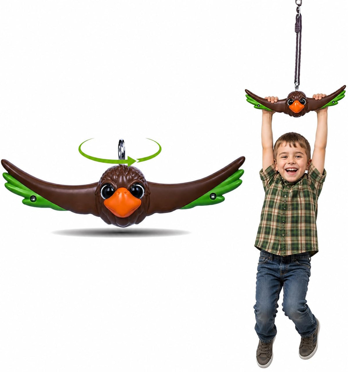 Swurfer Ninja Twister Swing 360° twist enhances balance during outdoor play.