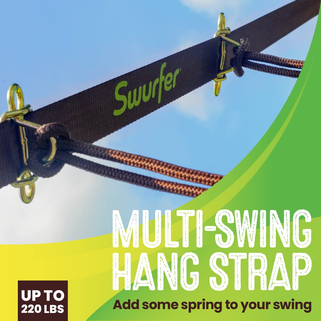 Swurfer Skyline adjustable anchors enabling quick swing swaps with carabiners.