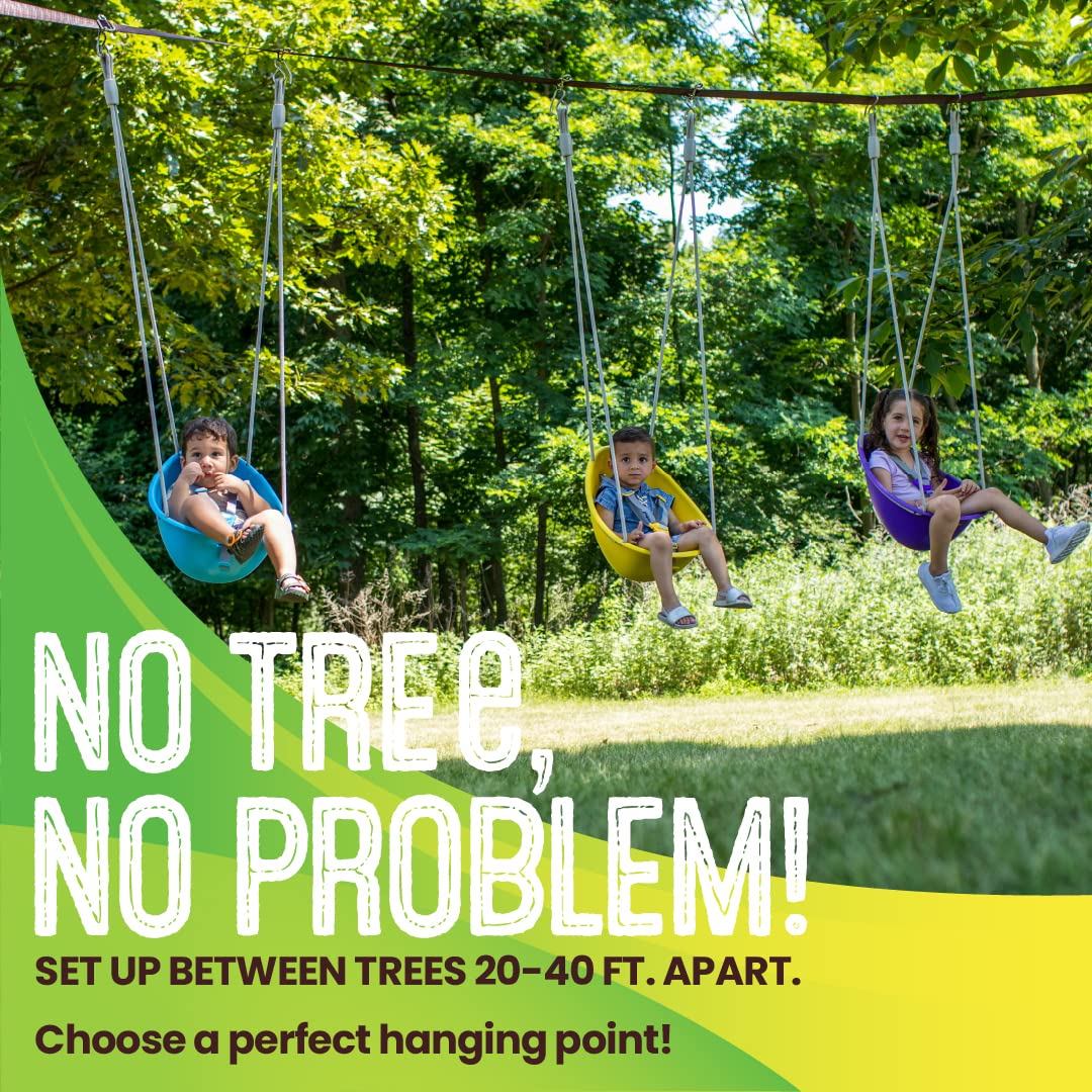 Swurfer Skyline spans up to 40 feet for spacious multi-swing installation.