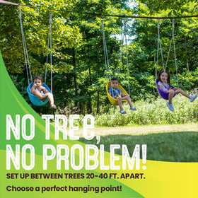 Swurfer Skyline spans up to 40 feet for spacious multi-swing installation.
