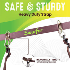 Swurfer Skyline heavy duty strap supports up to 220 lbs for durable outdoor use.