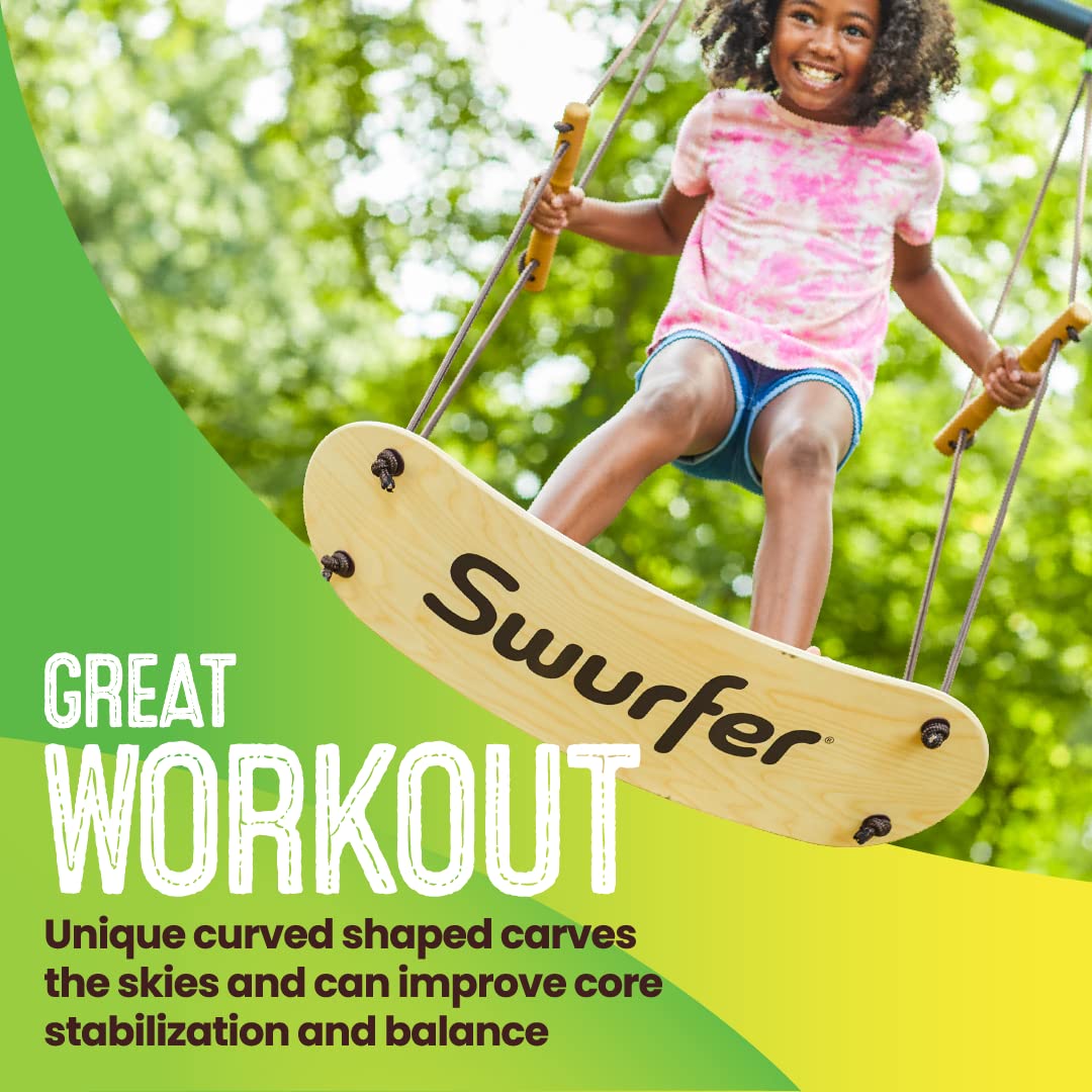 Swurfer TreeSkate weatherproof finish protects wood through seasons.