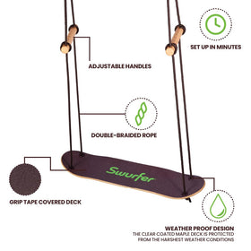 Swurfer TreeSkate supports up to 200 lbs for kids and adults
