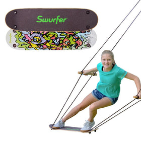 Swurfer TreeSkate deck pump action shows momentum for soaring swings.