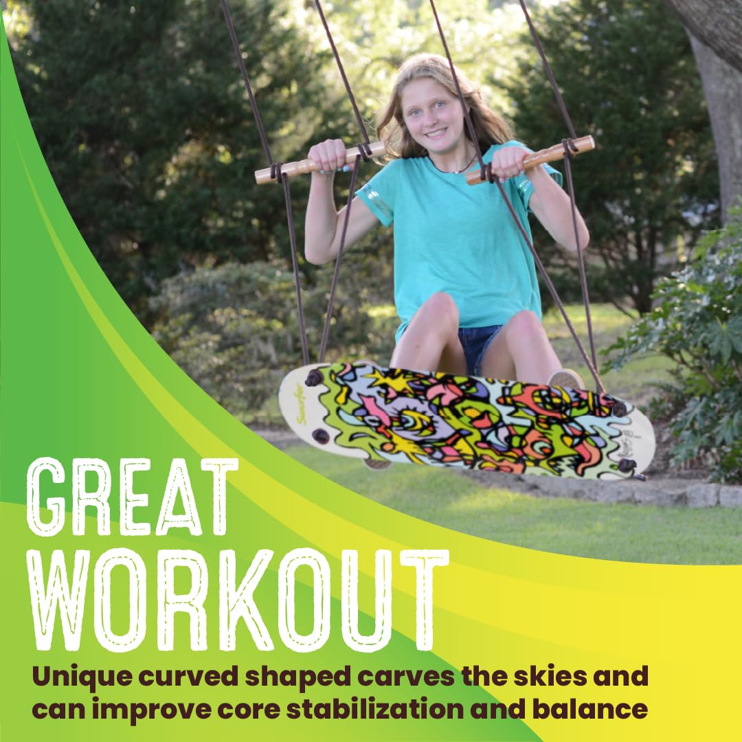 Swurfer TreeSkate weather-resistant finish protects outdoor use through seasons.