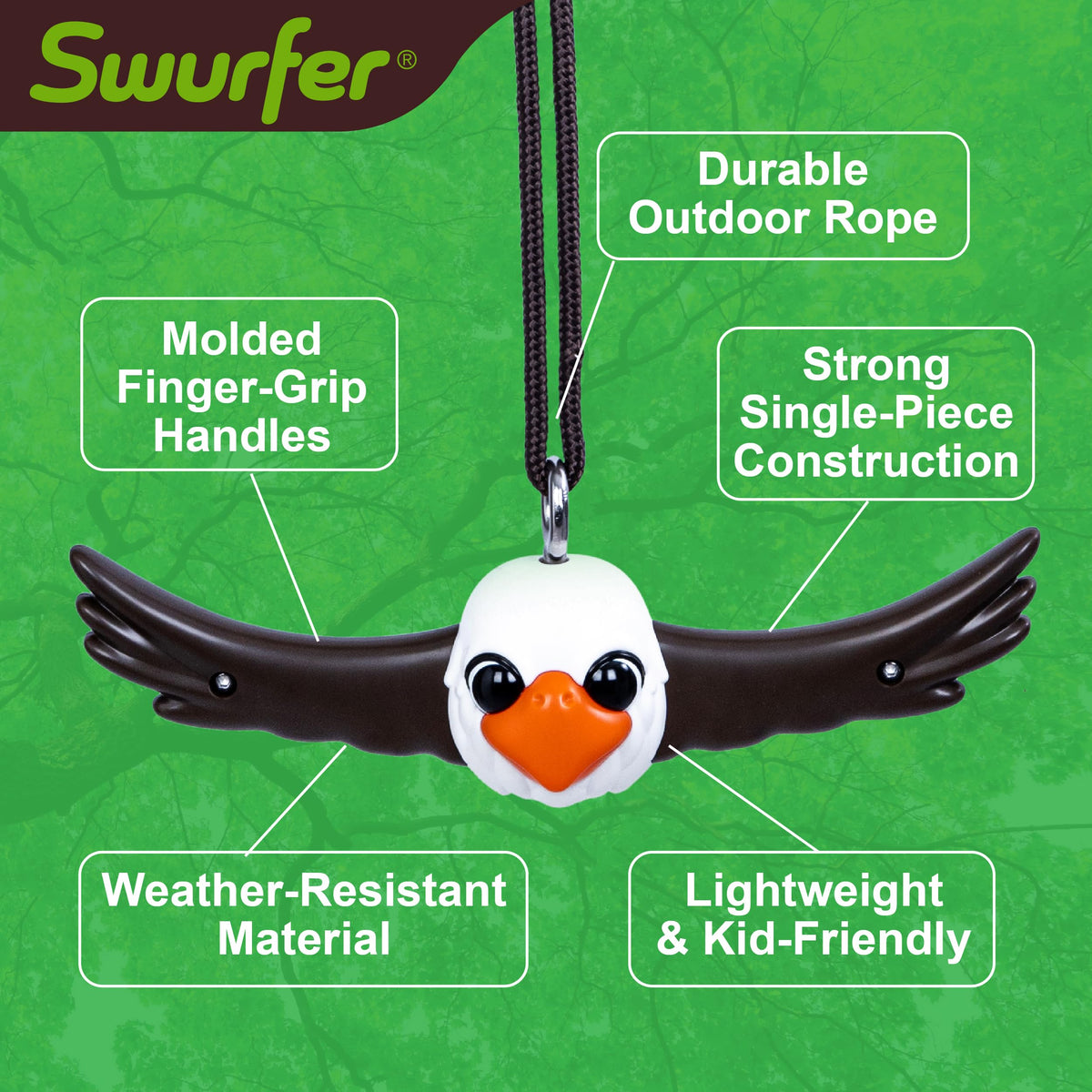 Swurfer Twister non slip grip provides secure hold during spins
