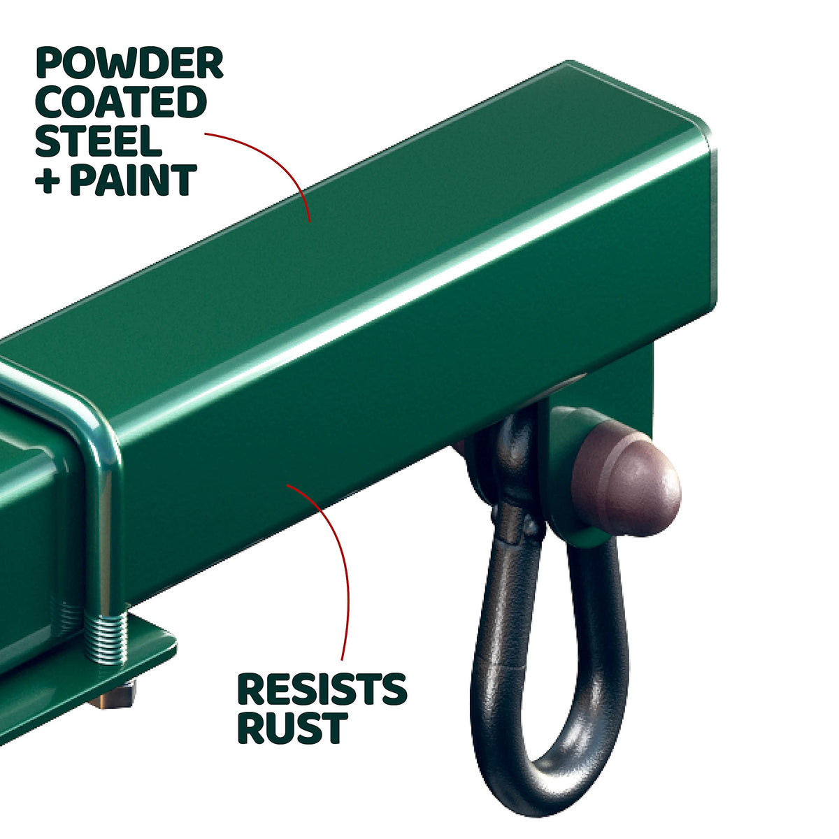 Swurfer two nylon bushing hangers hold ropes securely for smooth operation.
