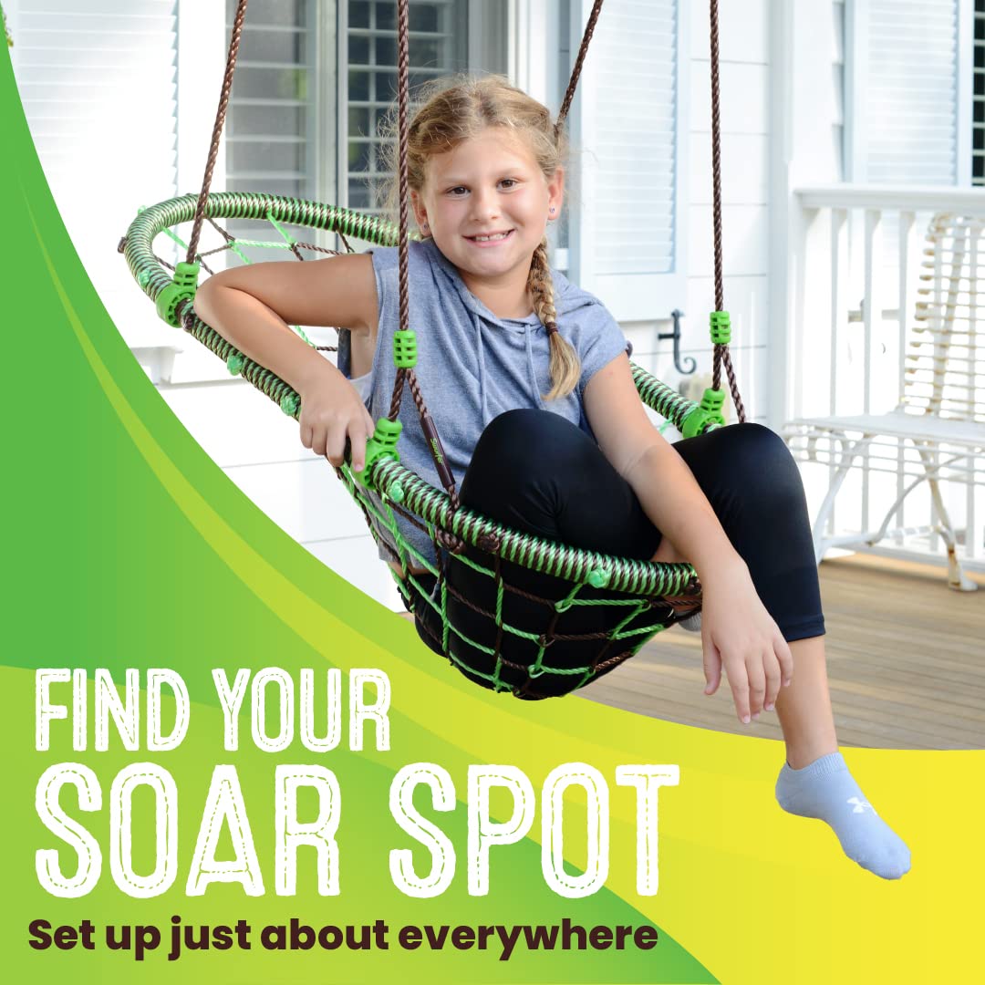 Swurfer Woval universal hanging straps let you switch swings and adjust height.