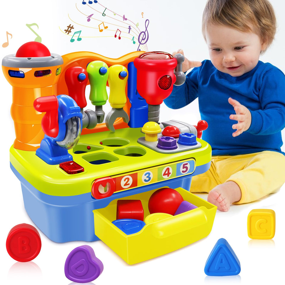 SYAOMUNLY baby workbench with tools for engaging pretend play and fine motor skills