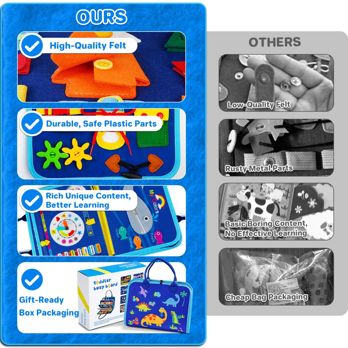 SYHLN Busy Board Clock and Alphabet: introduces time concepts and letter recognition.