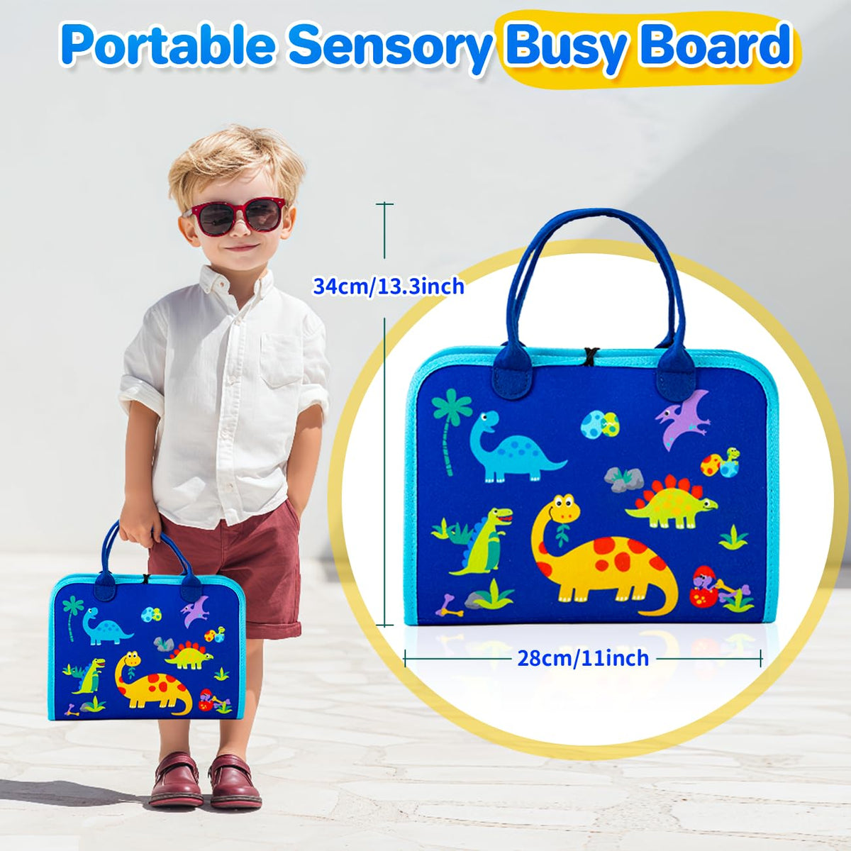 SYHLN Busy Board Dinosaur Design: bright motifs spark sensory exploration.
