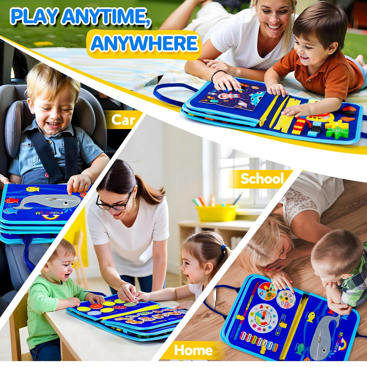 SYHLN Busy Board Travel-Ready: compact 11x9 inches for on-the-go learning.