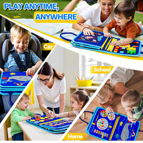 SYHLN Busy Board Travel-Ready: compact 11x9 inches for on-the-go learning.
