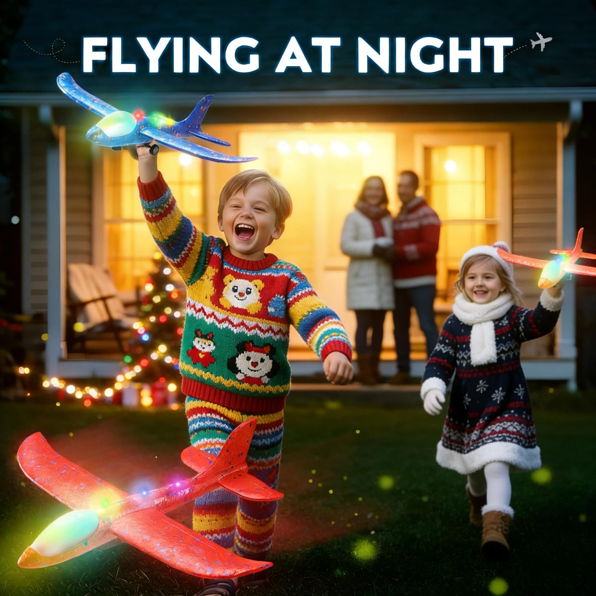 SYHLN LED foam planes close-up showing glowing gliders for safe, visible night play.