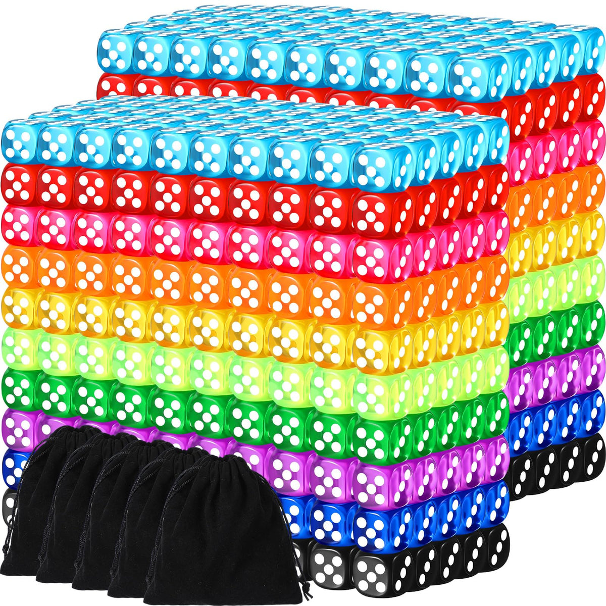 Syhood 1000 colored dice bulk set shown for classroom and group play.