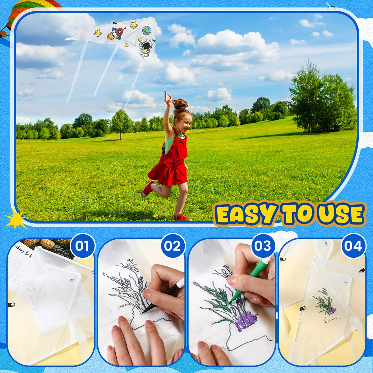 Syhood 164 ft/50 m kite string enables long, stable launches.