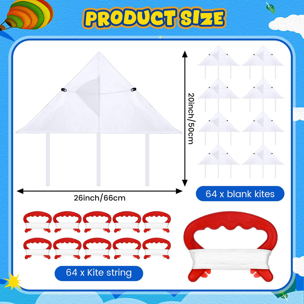 Syhood 20x26-inch kite ready for painting and outdoor flying adventures.