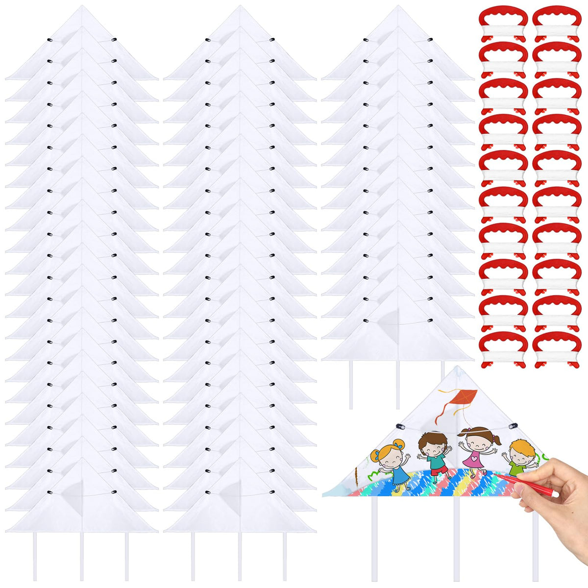 Syhood 64-pcs DIY kite kit triangle packaging for group crafting sessions.
