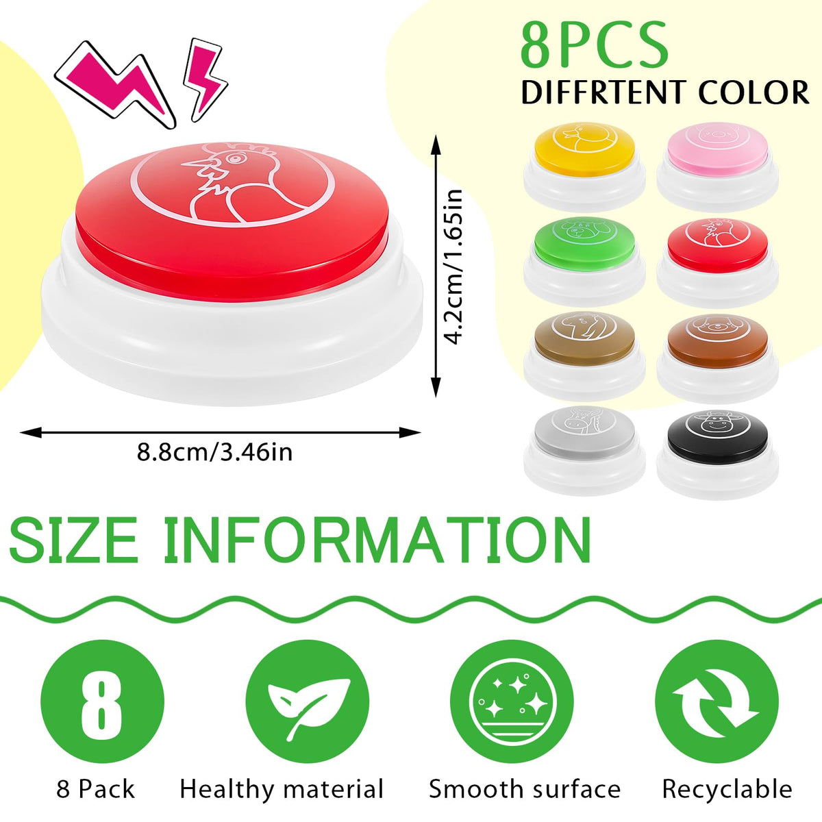 Syhood 8 Pcs Animal Sounds Buzzer with lights demo for interactive lessons