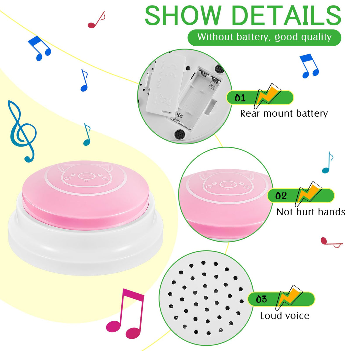 Syhood 8 Pcs Animal Sounds Buzzer side view showing compact grip for students