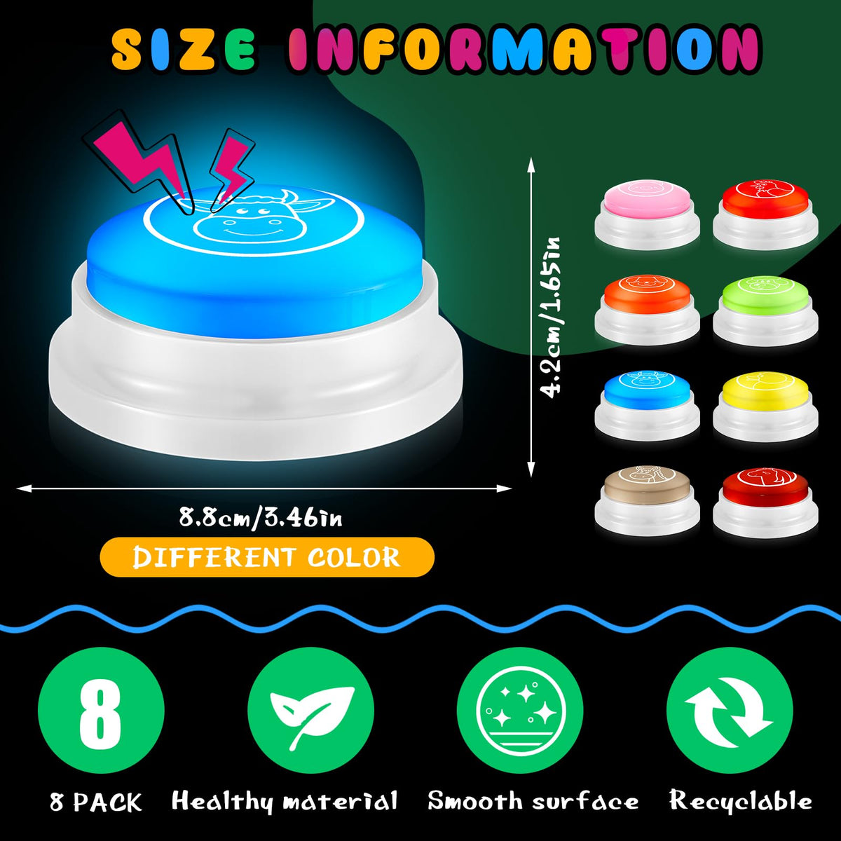 Syhood dog buzzer with animal sounds and lights for fast responses