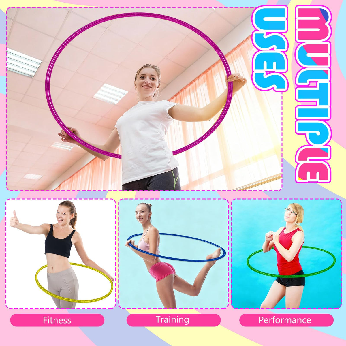 Syhood yellow glitter hoop brings bright focus to outdoor fitness and play