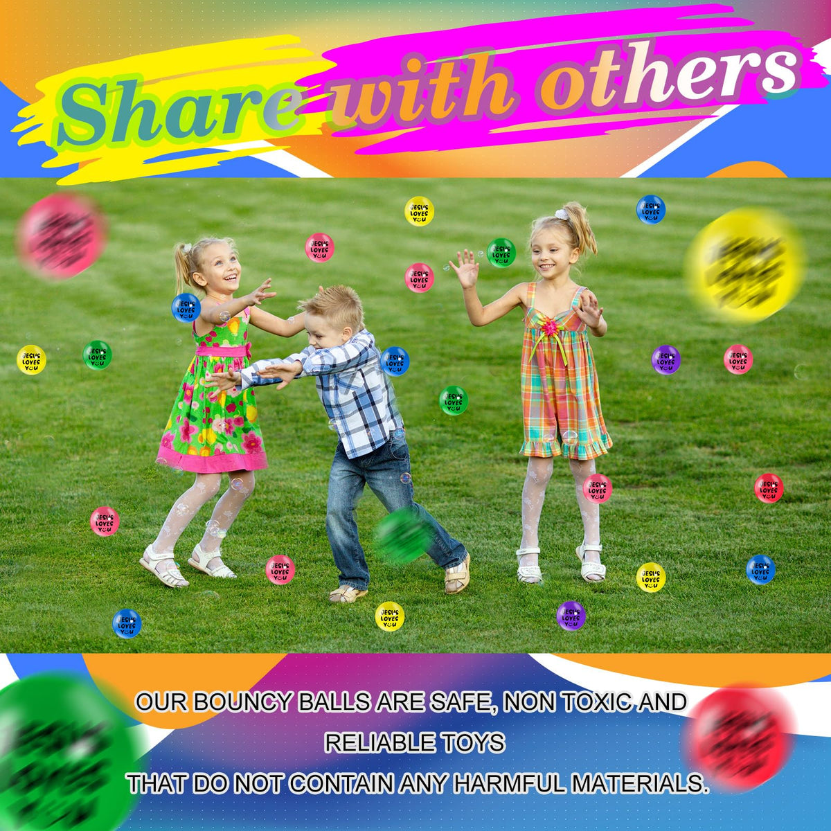 Syhood Jesus Loves You bouncy ball blue ideal pinata filler and reward