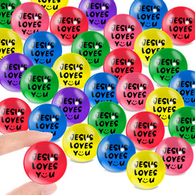 Syhood Jesus Loves You bouncy ball purple for party prizes and classroom fun