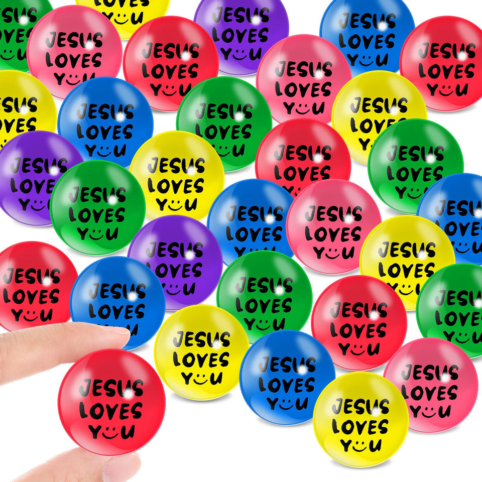Syhood Jesus Loves You bouncy ball purple for party prizes and classroom fun