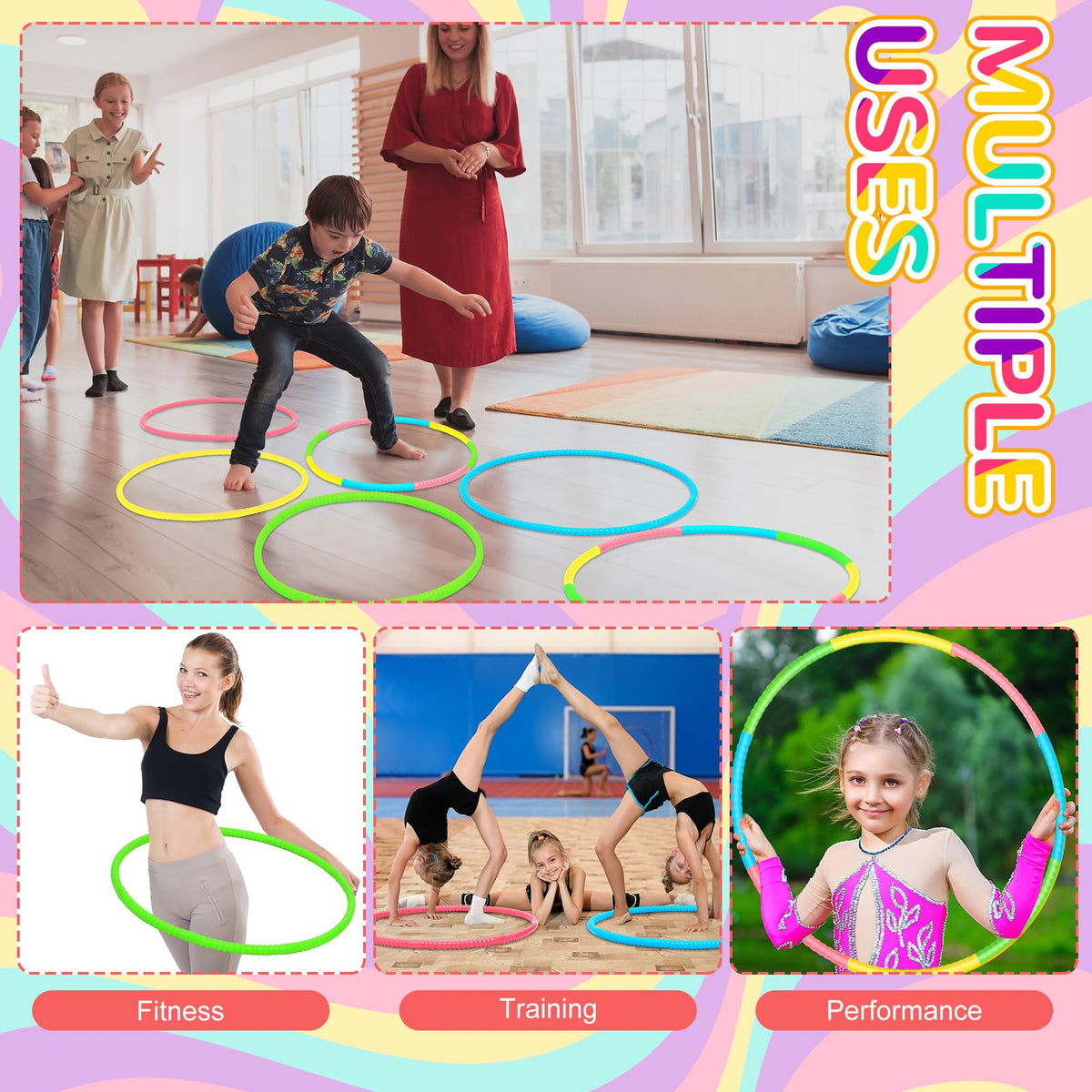 Syhood multi-use hoop suitable for fitness, games, and pet training.