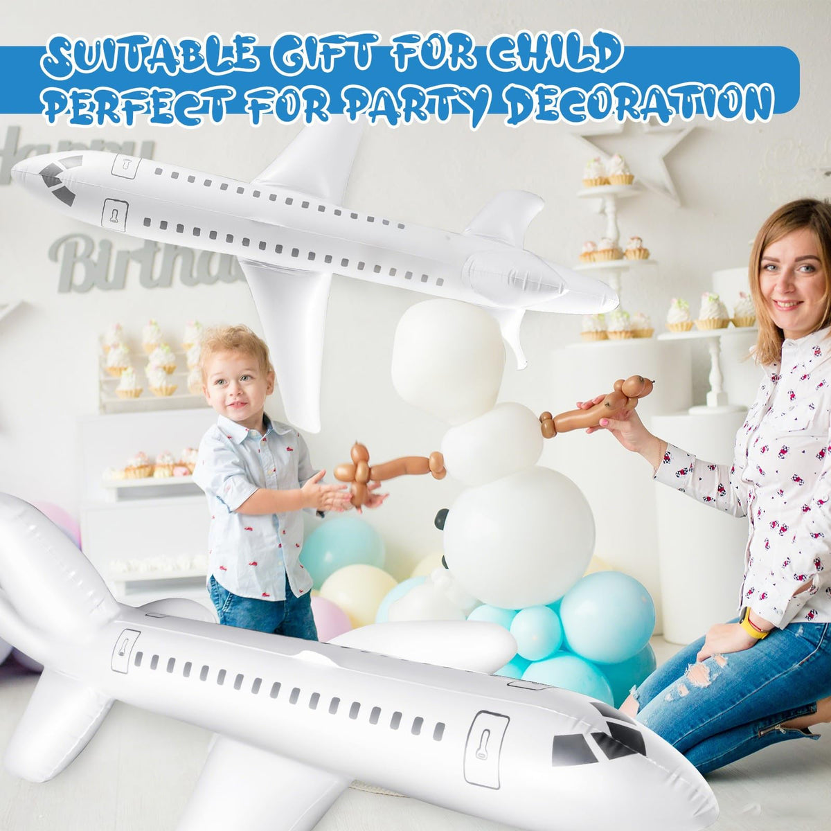 Syhood airplane decor – birthday centerpiece and party decoration idea.