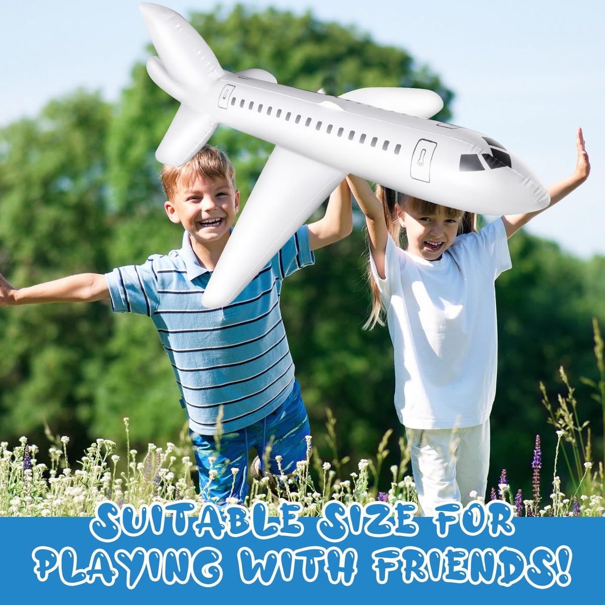 Syhood inflatable airplane in use – kids easily grab and imagine adventures.