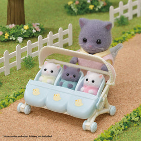 Sylvanian Families cradle with Persian Cat Triplets for resting moments